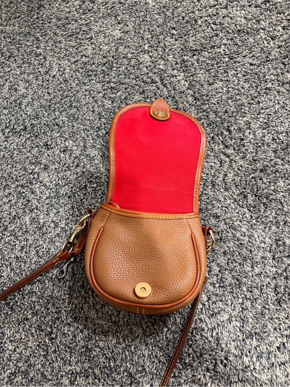 Dooney & Bourke Chestnut Brown Leather Saddle Crossbody - Picture 2 of 6